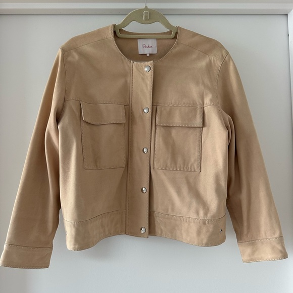 Parker Genuine Lamb Leather Jacket in Tan - Picture 2 of 8